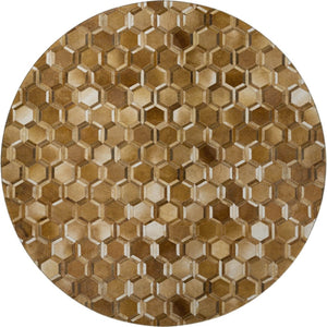 HomeRoots 8' Geometric Washable Round Rug in Brown, Ivory & Beige - Stylish, Durable, UV Protected Design! 644637