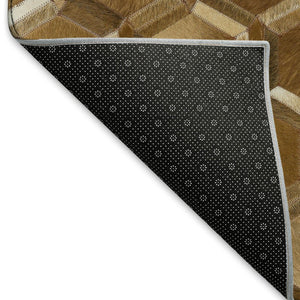 HomeRoots 8' X 10' Stylish Brown Ivory Beige Geometric Washable Area Rug with UV Protection & Durability 644638