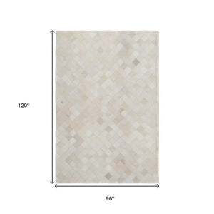 HomeRoots 8' X 10' Ivory & Gray Geometric Area Rug – Washable, UV Protected, Durable for Family Spaces 644644