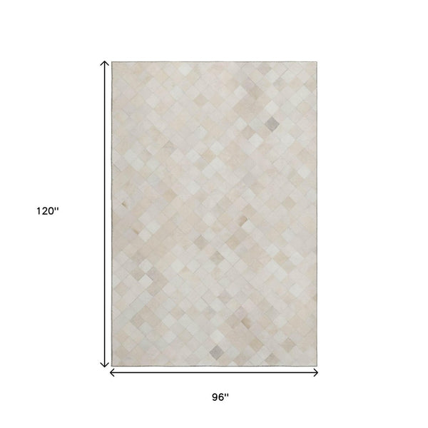 HomeRoots 8' X 10' Ivory & Gray Geometric Area Rug – Washable, UV Protected, Durable for Family Spaces 644644