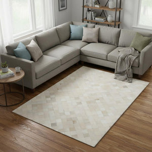 HomeRoots 8' X 10' Ivory & Gray Geometric Area Rug – Washable, UV Protected, Durable for Family Spaces 644644