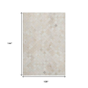 HomeRoots 9' X 12' Modern Ivory and Gray Geometric Washable Area Rug with UV Protection for Everyday Use 644645