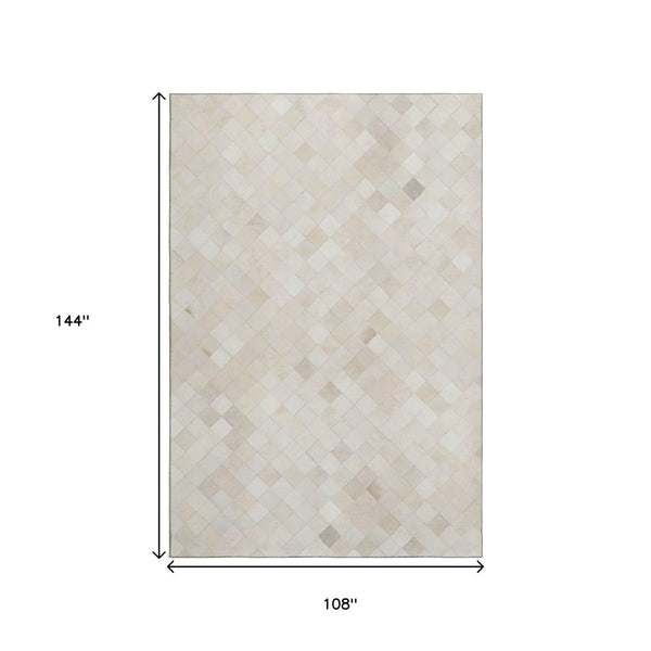 HomeRoots 9' X 12' Modern Ivory and Gray Geometric Washable Area Rug with UV Protection for Everyday Use 644645
