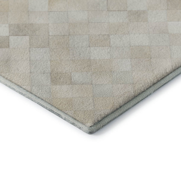 HomeRoots 9' X 12' Modern Ivory and Gray Geometric Washable Area Rug with UV Protection for Everyday Use 644645
