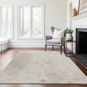 HomeRoots 9' X 12' Modern Ivory and Gray Geometric Washable Area Rug with UV Protection for Everyday Use 644645