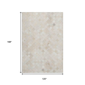 HomeRoots 10' X 14' Ivory and Gray Geometric Area Rug – Washable, Stain-Resistant & UV-Protected for Durability 644646