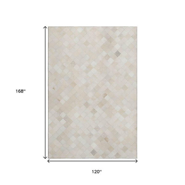 HomeRoots 10' X 14' Ivory and Gray Geometric Area Rug – Washable, Stain-Resistant & UV-Protected for Durability 644646