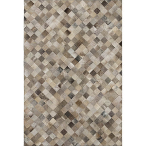 HomeRoots 5' X 8' Geometric Washable Area Rug - Gray, Ivory & Beige, UV Protected, Stain Resistant for Homes 644648
