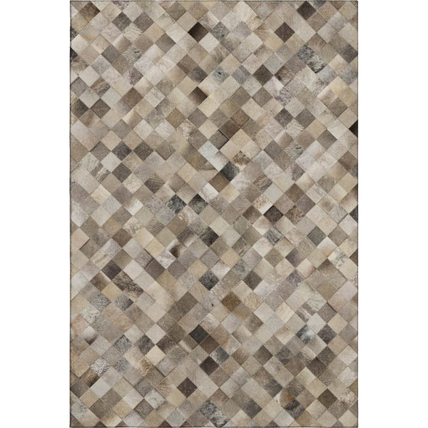 HomeRoots 5' X 8' Geometric Washable Area Rug - Gray, Ivory & Beige, UV Protected, Stain Resistant for Homes 644648