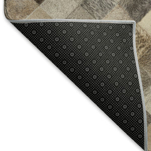 HomeRoots 5' X 8' Geometric Washable Area Rug - Gray, Ivory & Beige, UV Protected, Stain Resistant for Homes 644648