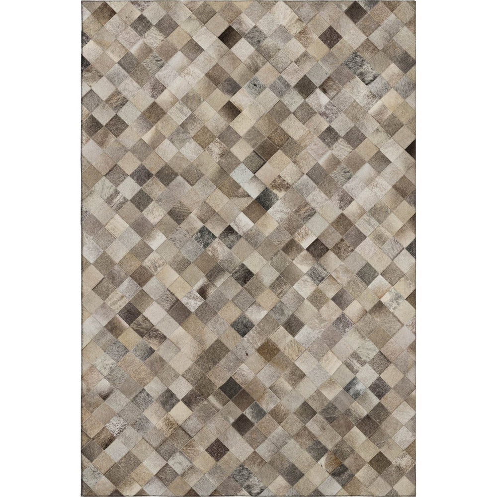 HomeRoots 10' Geometric Washable Area Rug in Gray, Ivory & Beige – UV Protection, Ideal for High Traffic Spaces 644652