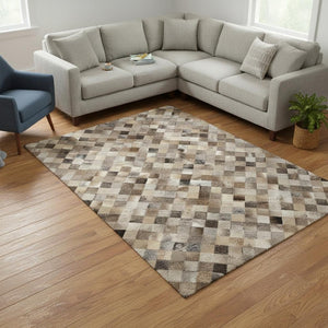 HomeRoots 10' Geometric Washable Area Rug in Gray, Ivory & Beige – UV Protection, Ideal for High Traffic Spaces 644652