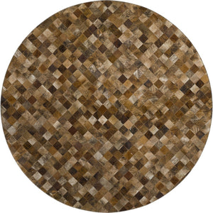 HomeRoots 8' Washable Round Rug with Geometric Design, UV Protection & Stain Resistance for Modern Spaces 644655