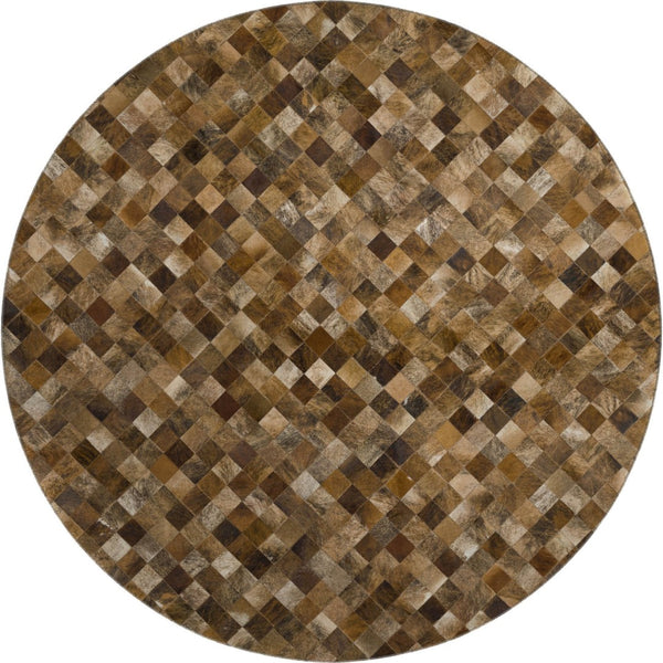 HomeRoots 8' Washable Round Rug with Geometric Design, UV Protection & Stain Resistance for Modern Spaces 644655
