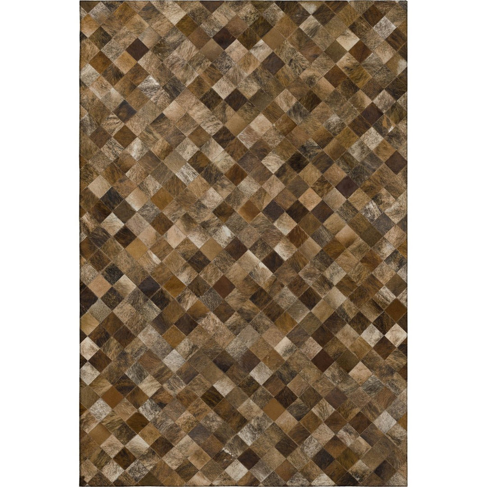 HomeRoots 9' X 12' Brown Beige Coffee Geometric Area Rug - Washable, Stain-Resistant, UV Protected, Durable Design 644657