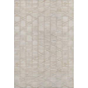 HomeRoots 8' X 10' Ivory and Beige Geometric Area Rug - Washable, UV Protected, Durable for High-Traffic Spaces 644662