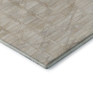 HomeRoots 8' X 10' Ivory and Beige Geometric Area Rug - Washable, UV Protected, Durable for High-Traffic Spaces 644662