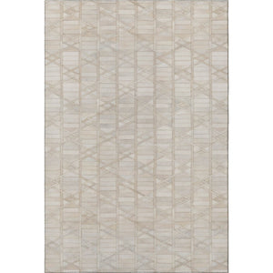 HomeRoots 10' Ivory and Beige Geometric Area Rug - Durable, Washable, UV-Protected for Busy Family Spaces 644664
