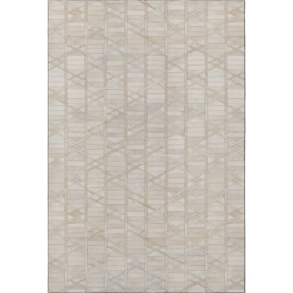 HomeRoots 10' Ivory and Beige Geometric Area Rug - Durable, Washable, UV-Protected for Busy Family Spaces 644664
