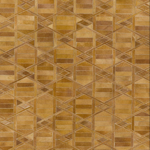 HomeRoots 5' X 8' Stylish Brown Beige and Gold Geometric Area Rug - Washable, UV Protected, Stain Resistant! 644672