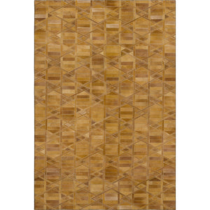 HomeRoots 8' X 10' Stylish Brown Beige Gold Geometric Washable Area Rug with UV Protection for Modern Spaces 644674