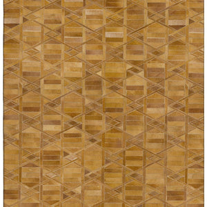 HomeRoots 8' X 10' Stylish Brown Beige Gold Geometric Washable Area Rug with UV Protection for Modern Spaces 644674