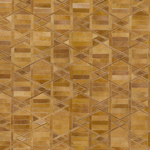 HomeRoots 9' X 12' Stylish Brown Beige Gold Geometric Washable Area Rug with UV Protection for Any Space 644675