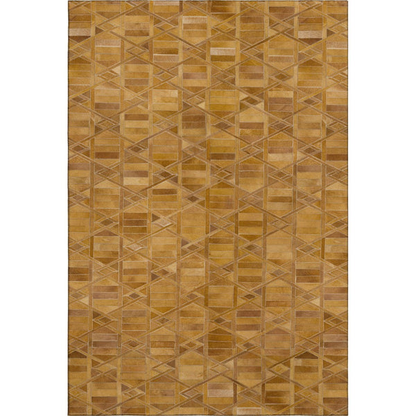 HomeRoots 10' X 14' Contemporary Brown Beige Gold Geometric Washable Rug - UV Protected, Stain Resistant, Easy Care 644676