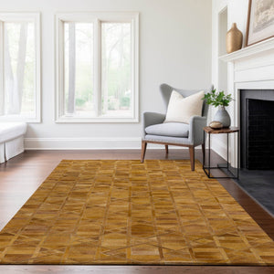 HomeRoots 10' X 14' Contemporary Brown Beige Gold Geometric Washable Rug - UV Protected, Stain Resistant, Easy Care 644676