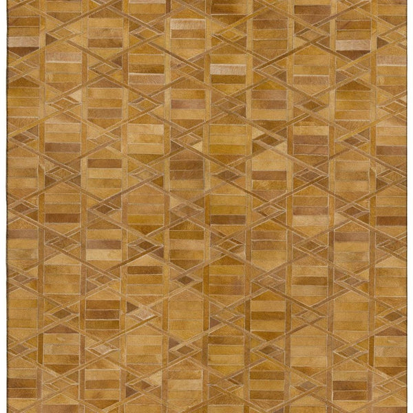 HomeRoots 10' X 14' Contemporary Brown Beige Gold Geometric Washable Rug - UV Protected, Stain Resistant, Easy Care 644676