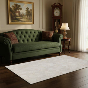 HomeRoots 5' X 8' Ivory and Gray Geometric Area Rug - Washable, UV Protected, Stylish, Durable for Busy Homes 644678