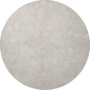 HomeRoots 8' Ivory and Gray Geometric Round Rug - Modern, Washable, UV-Protected for Indoor & Outdoor Use! 644679