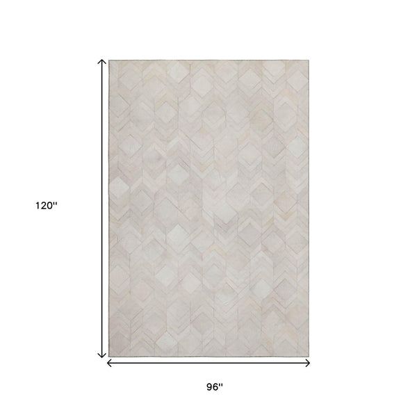 HomeRoots 8' X 10' Ivory and Gray Geometric Washable Area Rug with UV Protection for Modern Homes & Kids 644680