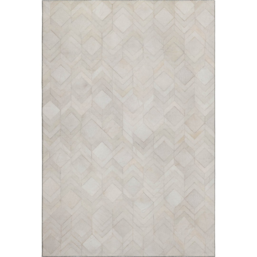 HomeRoots 8' X 10' Ivory and Gray Geometric Washable Area Rug with UV Protection for Modern Homes & Kids 644680