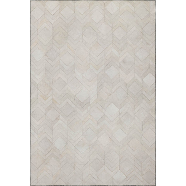 HomeRoots 9' X 12' Ivory and Gray Geometric Area Rug - Washable, UV-Protected, Stylish for High-Traffic Spaces 644681