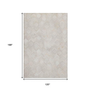HomeRoots 10' X 14' Ivory and Gray Geometric Area Rug - Washable, UV-Protected, Durable for Homes with Kids & Pets 644682