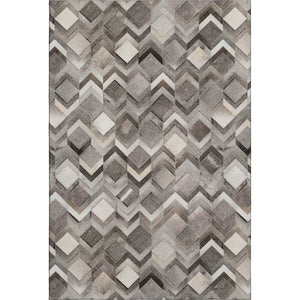 HomeRoots 5' X 8' Geometric Gray Ivory Black Area Rug - Washable, UV Protected, Stain-Resistant, Durable Design 644684