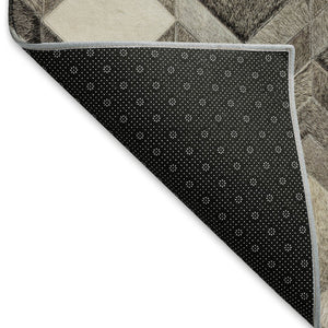 HomeRoots 5' X 8' Geometric Gray Ivory Black Area Rug - Washable, UV Protected, Stain-Resistant, Durable Design 644684