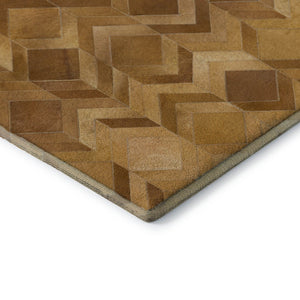 HomeRoots 8' Brown Ivory Beige Geometric Round Rug - Washable, UV Protected, Perfect for Homes with Kids & Pets 644691