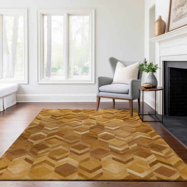 HomeRoots 10' X 14' Modern Geometric Area Rug - Washable, UV-Protected, Durable Design for High-Traffic Spaces 644694
