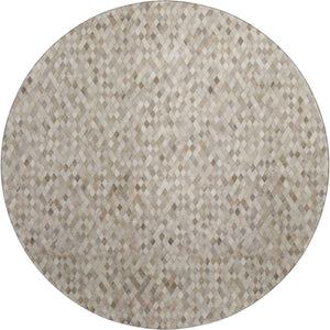 HomeRoots 8' Gray Ivory Beige Geometric Washable Round Rug - UV Protected, Durable & Ideal for Busy Homes 644697