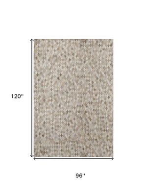 HomeRoots 8' X 10' Gray Ivory Beige Geometric Area Rug - Washable, UV Protected & Stain Resistant for Homes 644698
