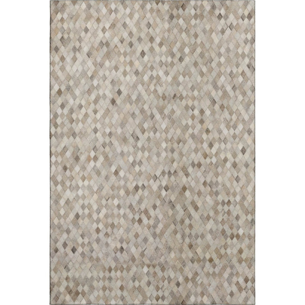 HomeRoots 8' X 10' Gray Ivory Beige Geometric Area Rug - Washable, UV Protected & Stain Resistant for Homes 644698