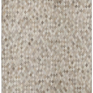 HomeRoots 8' X 10' Gray Ivory Beige Geometric Area Rug - Washable, UV Protected & Stain Resistant for Homes 644698
