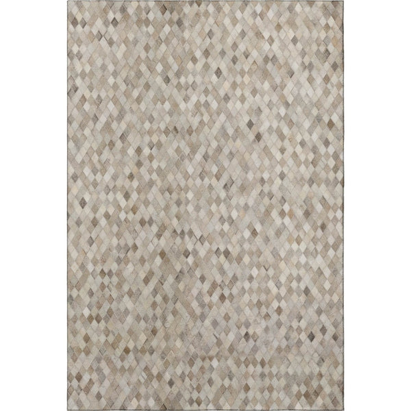 HomeRoots 8' X 10' Gray Ivory Beige Geometric Area Rug - Washable, UV Protected & Stain Resistant for Homes 644698