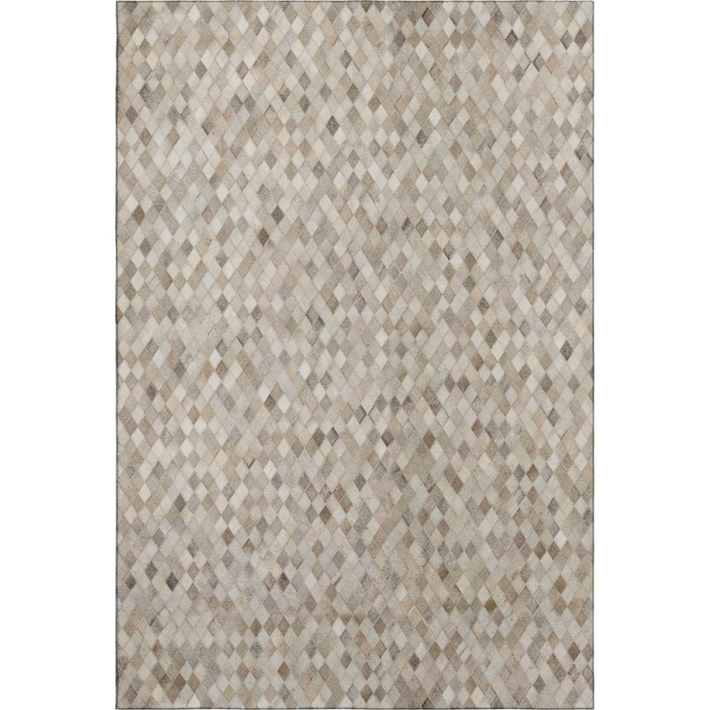 HomeRoots 9' X 12' Gray, Ivory & Beige Geometric Washable Area Rug with UV Protection for Busy Homes 644699