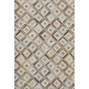HomeRoots 9' X 12' Modern Geometric Area Rug in Gray, Brown & Ivory - Washable, UV-Protected & Stain-Resistant! 644705