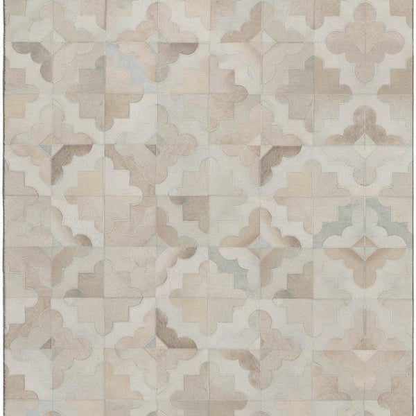 HomeRoots 5' X 8' Washable Geometric Area Rug in Ivory, Beige & Gray - Durable, Stain-Resistant & UV Protected! 644708