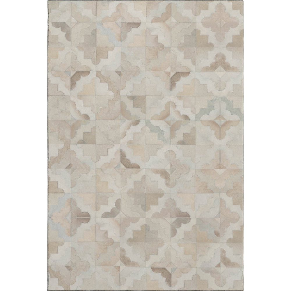 HomeRoots 9' X 12' Modern Geometric Washable Area Rug in Ivory, Beige & Gray - UV & Stain Resistant Design 644711
