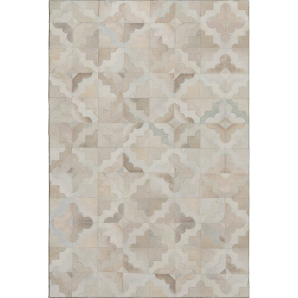 HomeRoots 9' X 12' Modern Geometric Washable Area Rug in Ivory, Beige & Gray - UV & Stain Resistant Design 644711